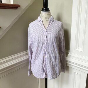 Xirena Button Down Top Shirt Blouse Womens XS Pink Blue Long Sleeve Stripes